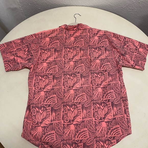 VINTAGE 80's 90's Pacific Coast Highway Pink Button Up Shirt Neon Tribal Surf L - Picture 7 of 8